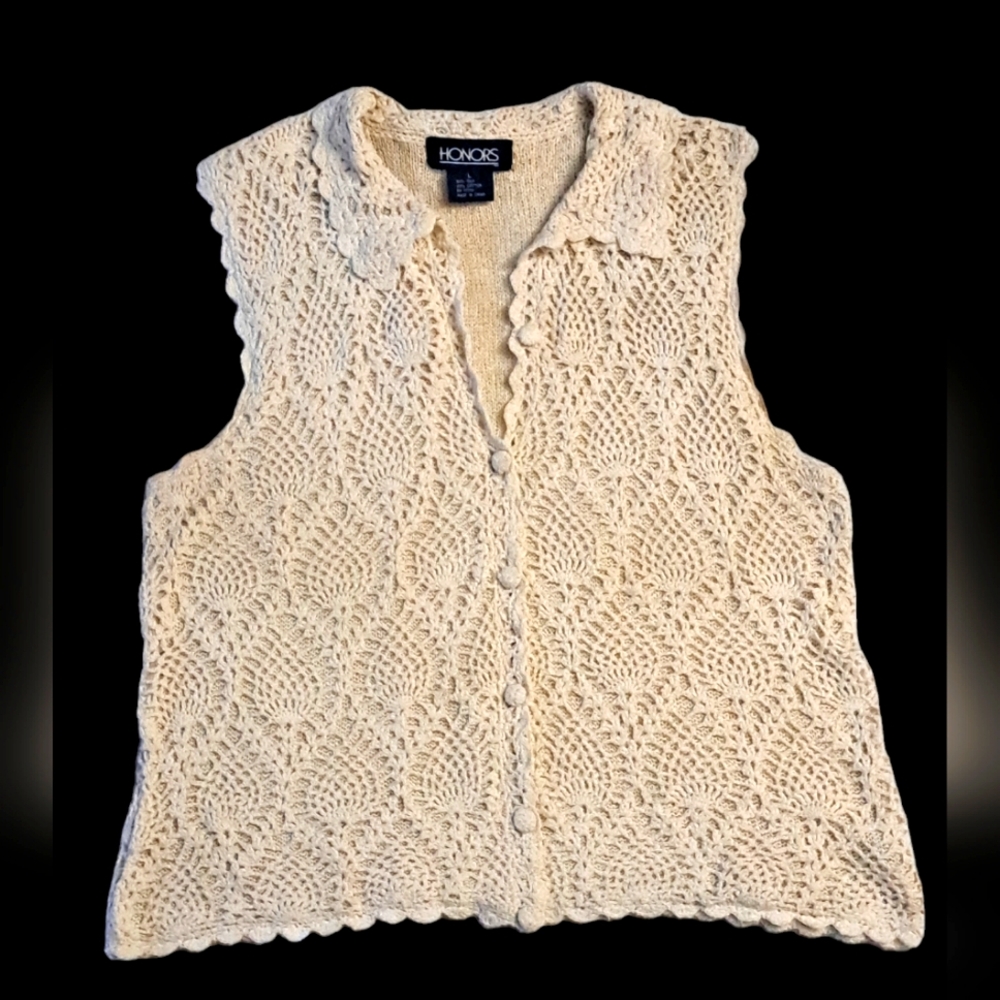 Honors vintage knit crochet vest A2